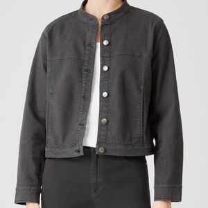 Organic Cotton Denim Stand Collar Jacket